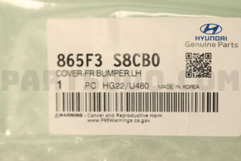 Hyundai / KIA 865F3S8CB0 COVER-FR BUMPER,LH
