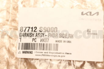 Hyundai / KIA 87712S9000 GARNISH ASSY-FNDR SI