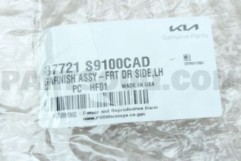Hyundai / KIA 87721S9100CAD GARNISH ASSY-FRT DR SIDE,LH
