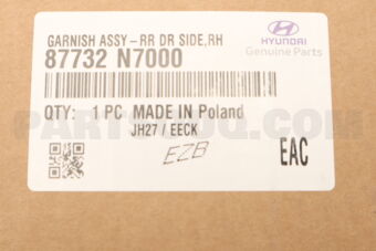 Hyundai / KIA 87732N7000 GARNISH ASSY-RR DR SIDE,RH