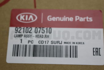 Hyundai / KIA 9210207510 LAMP ASSY-HEAD,RH