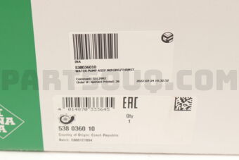 INA 538036010 WATER PUMP ASSY W/HSNG/THRMST