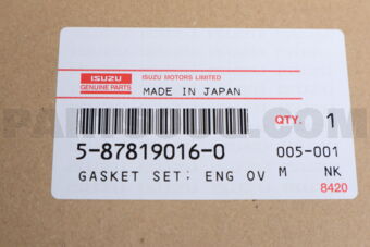 Isuzu 5878190160 GENUINE ISUZU 5878190160 GASKET SET; ENG