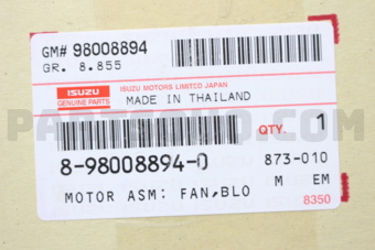 Isuzu 8980088940 MOTOR ASM; FAN