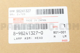 Isuzu 8982413270 Lamp Asm; Head