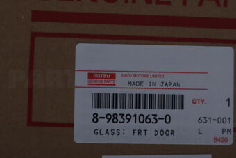 Isuzu 8983910630 GLASS FRT DOOR