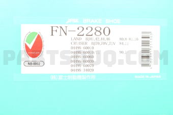 JFBK FN2280 BRAKE SHOE