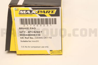 MAXPART MX044650K110 BRAKE PAD FRONT