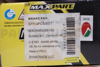 MAXPART MX0446548190 BRAKE PAD N.ABS