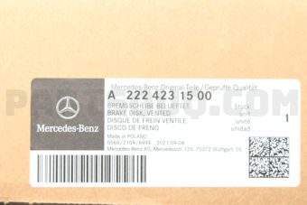MERCEDES A2224231500 BRAKE DISC,VENTED RER-S(W222)