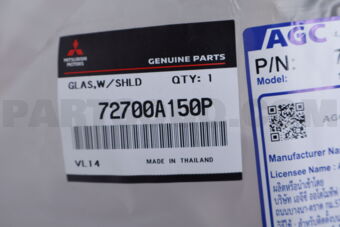 Mitsubishi 72700A150P GLASS,WINDSHIELD