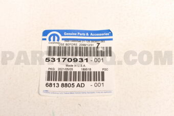 Mopar 68138805AD SILENCER WHEELHOUSE INNER