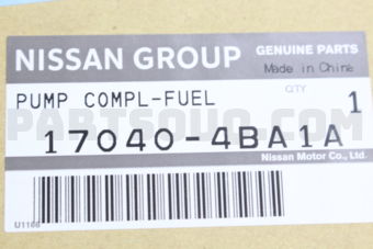 Nissan 170404BA1A PUMP COMPL FUEL
