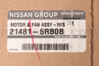Nissan 214815RB0B MOTOR & FAN ASSY W/SHROUD