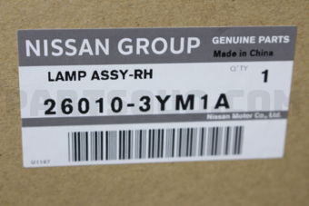 Nissan 260103YM1A LAMP ASSY RH