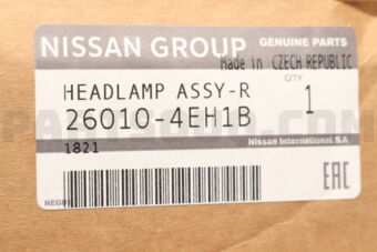 Nissan 260104EH1B HEADLAMP ASSY R