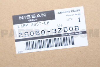 Nissan 260603ZD0B LAMP ASSY-LH