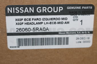 Nissan 260605RA0A HEADLAMP ASSY LH