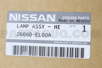 Nissan 26060EL00A LAMP ASSY-LH