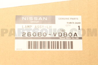 Nissan 26060VD80A LAMP ASSY-LH