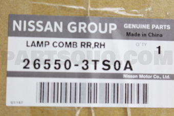 Nissan 265503TS0A LAMP COMB RR RH
