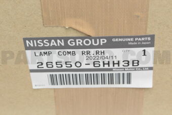 Nissan 265506HH3B LAMP COMB RR,RH