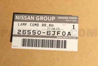 Nissan 265506JF0A LAMP COMB RR,RH