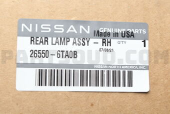 Nissan 265506TA0B COMBINATION LAMP ASSY-REAR,RH