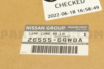 Nissan 265556GW8A LAMP ASSY-COMB