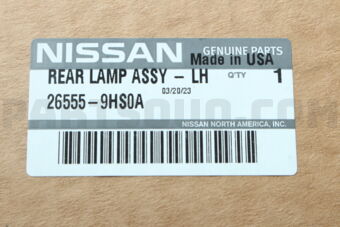 Nissan 265559HS0A COMBINATION LAMP ASSY REAR,LH