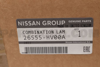 Nissan 26555HV00A LAMP COMB RR,LH
