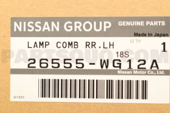 Nissan 26555WG12A LAMP COMB RR,LH