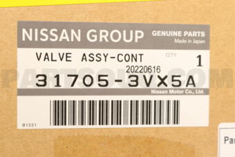Nissan 317053VX5A VALVE ASSY-CONT