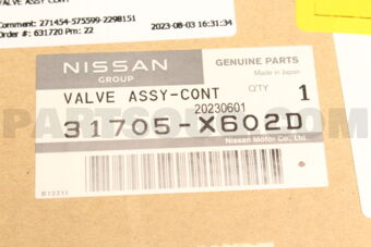 Nissan 31705X602D VALVE ASSY CONT