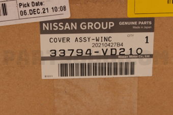 Nissan 33794VD210 COVER ASSY-WINCH,LOWER