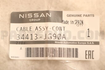 Nissan 34413JG90A CABLE ASSY-CONTROL,MANUAL TRANSMISSION