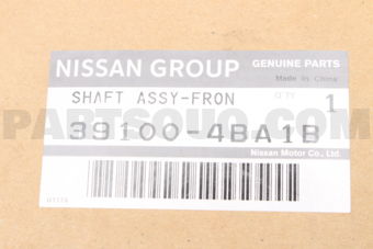 Nissan 391004BA1B SHAFT ASSY FRON