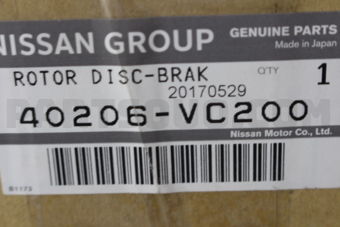 Nissan 40206VC200 ROTOR-DISC BRAKE,FRONT