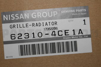 Nissan 623104CE1A GRILLE-RADIATOR