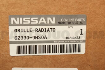 Nissan 623309HS0A GRILLE FRONT BUMPER,LH