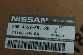 Nissan 631006FL0A FENDER FRONT, RH