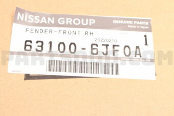Nissan 631006JF0A FENDER-FRONT RH