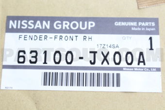 Nissan 63100JX00A FENDER-FRONT,RH