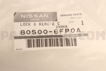Nissan 805006FP0A LOCK & REMOTE CONTROL ASSY FRONT DOOR,R