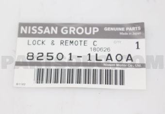 Nissan 825011LA0A LOCK & REMOTE CONTROL ASSY-REAR DOOR,LH