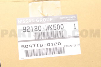 Nissan 92120WK500 FAN&MOTOR CONDENSER