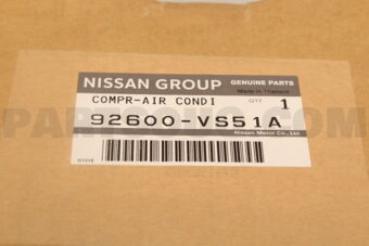 Nissan 92600VS51A COMPRESSOR ASSY-COOLER