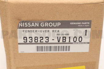 Nissan 93823VB100 FENDER-OVER,REAR LH