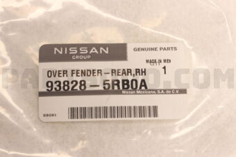 Nissan 938285RB0A OVER FENDER-REA