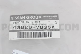 Nissan 93828VD30A FENDER-OVER,REAR RH